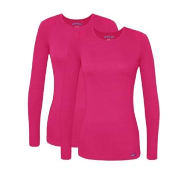 Imagem de Camiseta feminina de manga comprida e confortável da Sivvan/pacote com 2, Fúcsia, XX-Large