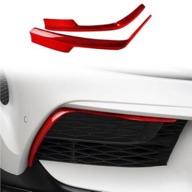 Imagem de Conjunto de 2 peças de acabamento lateral superior da capa do farol de neblina do para-choque dianteiro em fibra de carbono real, compatível com Toyota GR Supra A90 A91, modelos 2020-2024(Red)