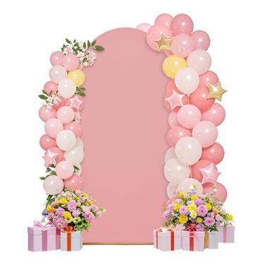 Imagem de Conjunto de capas de arco de casamento de 1,8 m para decoração de festa de aniversário, chá de bebê (rosa claro)