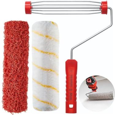 Imagem de Rolo Para Textura Pintura Cabelo de Anjo 23cm + Rolo Antirespingo 23cm + Suporte Garfo Sem Rosca