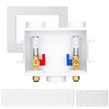 Imagem de SECKWHALE Caixa de tomada premium para máquina de lavar, com prendedor de martelo de água de aço inoxidável, 1,27 cm de encaixe x 3/10.2 cm MHT, caixa de saída de válvula de lavadora de roupas com