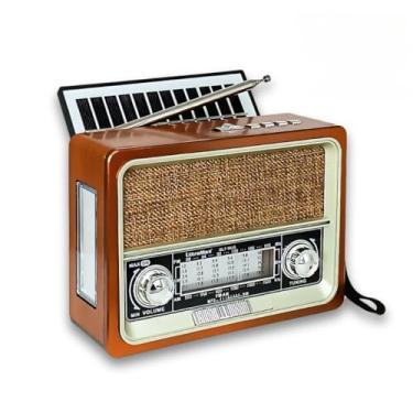 Imagem de Rádio Retro Caixa de Som Bluetooth Usb Sd Am Fm multimídia Carregador Placa Solar com Lanterna