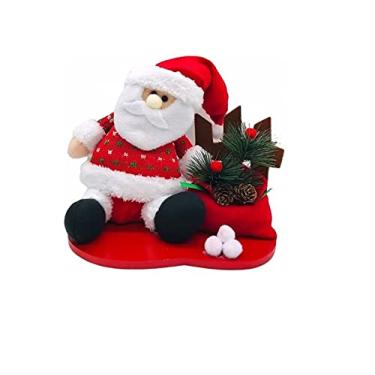 Imagem de Boneco Papai Noel De Pano Sentado Enfeite De Natal Madeira
