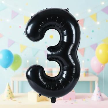 Imagem de 1 peça, balões digitais pretos de 81 cm, decoração de festa de aniversário, globos de aniversário, artigos de festa de balão, adereço de foto, arranjo de decoração de cena de aniversário de