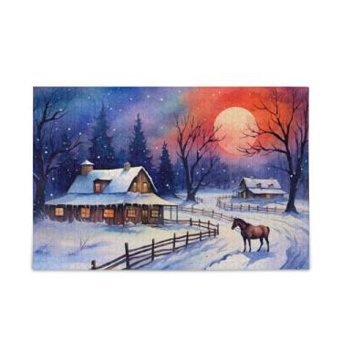 Imagem de Quebra-cabeça de 1000 peças de cavalos de inverno e celeiro na neve, madeira e papel, com bolsa de armazenamento, quebra-cabeças exclusivos para adultos
