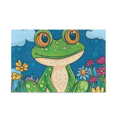 Imagem de 500 Piece Green Cute Frog Flowers Jigsaw Puzzles Wood and Paper Material, Unique Puzzles for Adults