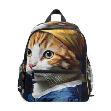 Imagem de GAIGEO Funny Cat Cute Toddler School Backpack with Whistle, Adjustable Chest Strap, Kindergarten Backpack for Girls Lightweight & Compact for Ages 3-8