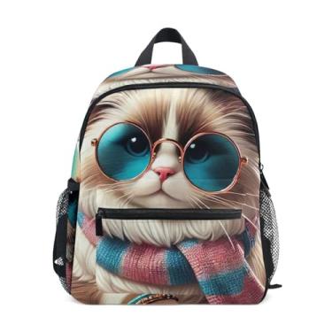 Imagem de GAIGEO Fashion Kitten Ragdoll Cat Kids Mini Backpack Girls Mini Backpack with Front Pocket, Safety Whistle for Ages 3-8