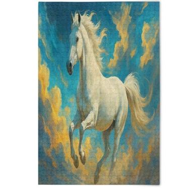 Imagem de White Horse Gallop Dramatic Adult Puzzles Jigsaw 500 Pieces White Elephant Party Gifts Fun Gag Gift Puzzles Aesthetic Art Decor Painting, 500 Pieces, 20.5" x 14.9"