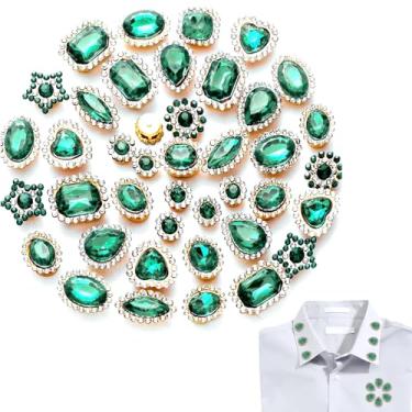 Imagem de Ksheria Cristal colorido costurado em strass 50 peças de vidro de cristal de formas mistas com base de metal artesanato joias e pedras preciosas para roupas, chapéus, fabricação de joias, acessórios