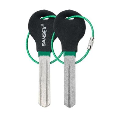 Imagem de SAMSFX Afiador de anzol de pesca para pesca Arquivo de diamante com alça portátil dupla face grãos finos e médios para homens (preto e verde)