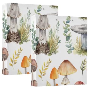 Imagem de Pasta organizadora de cogumelos em aquarela de 3 cm, fichário de receitas espaçoso com 3 bolsos, fichário de escritório resistente