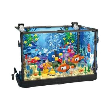 Imagem de Conjunto De Blocos De Montar Aquário Infantil Com Luz, Água-Viva, Tart