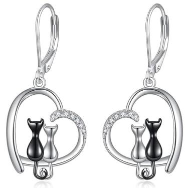 Imagem de 1 par de brincos elegantes de coração de gato para uso diário, joias simples e adoráveis, presentes para mulheres, aniversário para ela, acessórios de moda