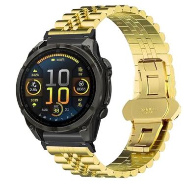 Imagem de Compatível com pulseiras Garmin Fenix 8 de 51 mm, 20 mm, 22 mm, 26 mm, pulseira de metal sólido de aço inoxidável sólido com fecho de borboleta compatível com relógio Enduro, Fenix, Tactix, Descent