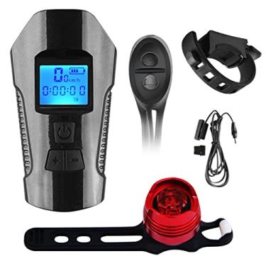 Imagem de Homesen Kit de luz de LEDs recarregáveis de bicicleta USB multifuncional Conjunto de luz frontal e traseira com 5 modos de exibição 6 tipos de chifre 4 modos de iluminação para iluminação frontal e 3