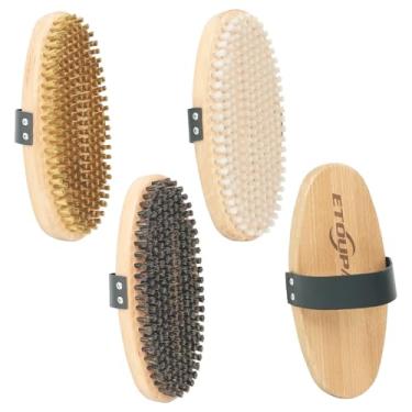 Imagem de ETOUPA Kit de escova de cera de esqui, 3 peças de escova de mão de cera de esqui, 1 escova de crina de cavalo, 1 escova de nylon e 1 escova de latão, kit de escova de depilação para esqui e snowboard