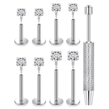 Imagem de Msndnkwo Medusa Piercing Joias de Aço Inoxidável Labret Joias Monroe Anéis Labiais Diferentes Tamanhos Tragus Concha Concha Helix Brinco Brinco Barra Comprimento 6 mm 8 mm 10 mm 12 mm