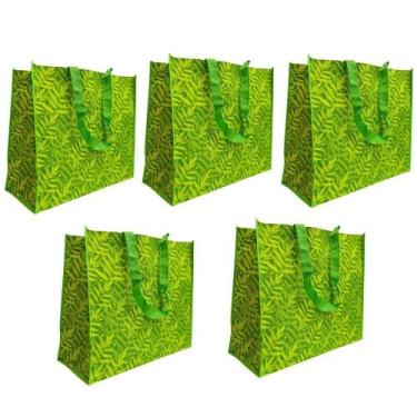 Imagem de Bolsa Ecobag Reciclavel Kit 5 Uni Compras Mercado Ecologica Retornavel