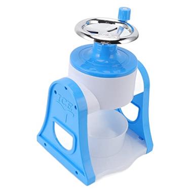 Imagem de Mingzhe Lâminas de Aço Inoxidável Seguro Portátil Triturador de Gelo Manivela Máquina Gelo Raspado para Casa Restaurantes Cafés Barracas Comida (Azul)