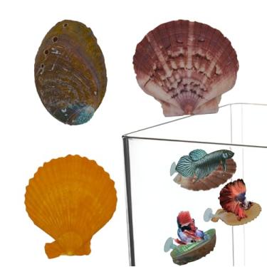 Imagem de FAWAYSHAAN Rede Betta (pacote com 3), cama de concha de descanso de peixe Betta - Decoração de aquário beta natural, incentiva comportamentos naturais de descanso e ocultação para peixes e camarões