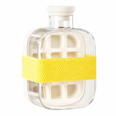 Imagem de Garrafa Forma de Gelo Acrílico com Proteção de Silicone Amarelo, Tampa Branca, Design Quadriculado