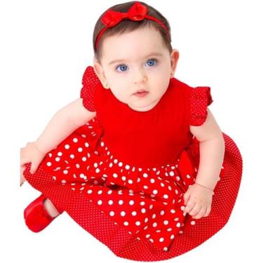 Imagem de Vestido de Bebê Roupa Menina Infantil Com Tiara 100% Algodão - Mundo N