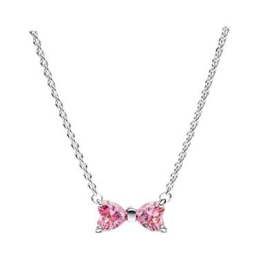 Imagem de Colar De Prata Esterlina 925 Com Laço Colorido Em Forma De Coração Ver