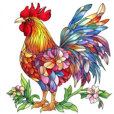 Imagem de Kits de ponto cruz de galo - série de animais fofos | Kit de bordado DIY para iniciantes com tecido de 11 CT e fios vibrantes | Presente consciente DIY para decoração de casa/escritório 24 x 24 cm