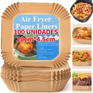 Imagem de Forma Descartável para Airfryer – Kit com 100 Papéis Antiaderentes | Papel para Air Fryer Resistente ao Calor, Prático e Higiênico
