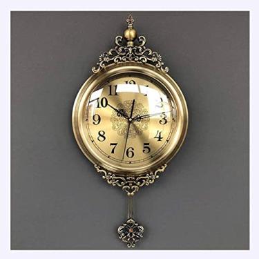 Imagem de AkosOL Relógio de parede ultra silencioso movimento de quartzo relógio decorativo de madeira antigo com pêndulo oscilante para sala de estar - decoração A