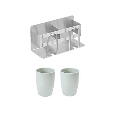 Imagem de Prateleira de banheiro Suporte de escova de dentes montado na parede, suporte de escova de dentes de ferro forjado sem perfuração, rack de armazenamento de banheiro rack de escova de dentes de parede