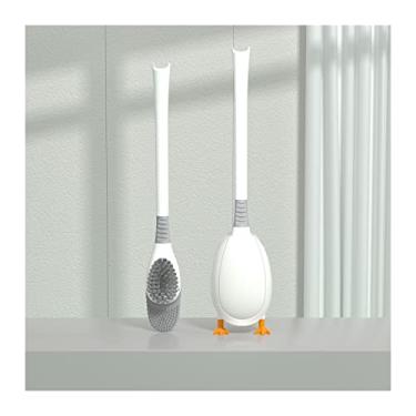 Imagem de Escova de vaso sanitário doméstica não morta escova de vaso sanitário montada na parede conjunto de limpeza de banheiro artefato de cola de silicone rack de vaso sanitário escova e suporte (colorido