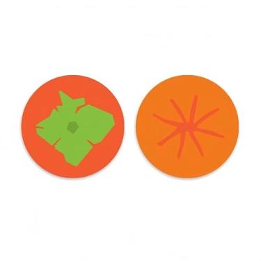 Imagem de Conjunto de 2 porta-copos de carro com estampa de frutas fofas, vários estilos para porta-copos de carro, tapetes antiderrapantes para copos de água de mesa domésticos (caqui)