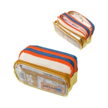 Imagem de Estojo De Lápis Multi-Camadas De Grande Capacidade Bolsa De Material E