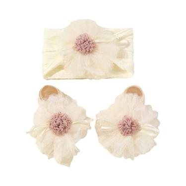 Imagem de Conjunto De Faixa De Cabelo E Meias Para Bebês Meninas Recém-Nascidas 