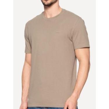 Imagem de Camiseta Calvin Klein Masculina Piquet Rubber Patch Mono Logo Cáqui Médio-Masculino