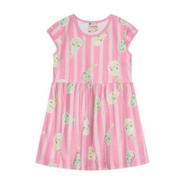 Imagem de Vestido Infantil Menina Malha Estampado Pera Rosa Brandili-Feminino