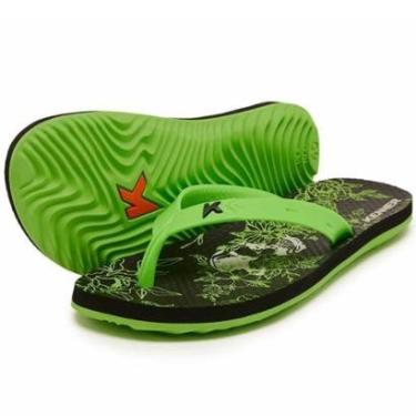 Imagem de Chinelo Kenner Summer Caveira Floral Masculino - Preto e Verde - 44-Masculino