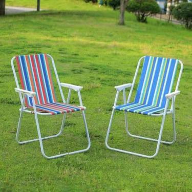 Imagem de Cadeira de Praia Dobrável Portátil Cores Sortidas Praia Piscina - LUTH