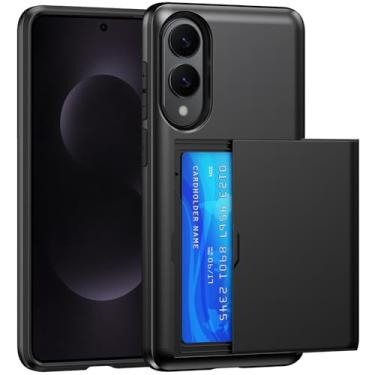 Imagem de SZSSZSM Capa carteira para Samsung Galaxy S25 Edge com suporte para cartão, camada dupla, proteção de grau militar, à prova de choque, compartimento oculto para cartão, capa de telefone slim fit