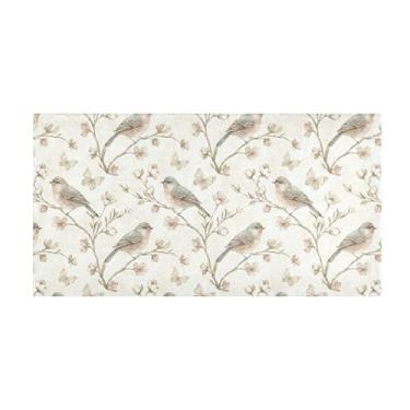 Imagem de Burbuja Tapete de corredor retrô pássaro pelúcia antiderrapante tapete de borracha para corredor, quarto, sala de estar, decoração de entrada, lavável na máquina, 51 x 99 cm