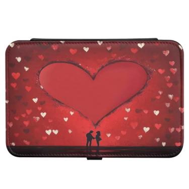 Imagem de Burbuja Caixa de joias de viagem de coração para amantes dos namorados, presente para mulheres e meninas, estojo de joias portátil de couro PU organizador para brincos, anéis, colares e pulseiras