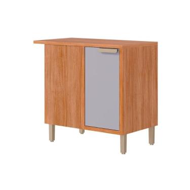 Imagem de Balcão de Cozinha Modulado c/ Tampo Estela Nicho de Canto c/ 1 Porta 92cm Cinamomo/Plat...