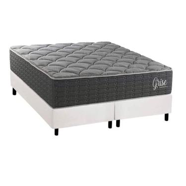 Imagem de Cama Box NOVO + Colchão Ortopédico Kappesberg D40 Anatômico Grise + Base CRC Corano White