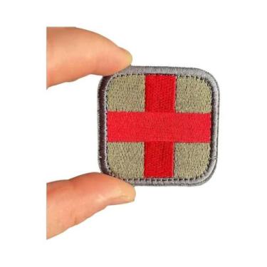 Imagem de Patch Tático Bordado Cruz Vermelha Com Gancho E Laço Para Primeiros So