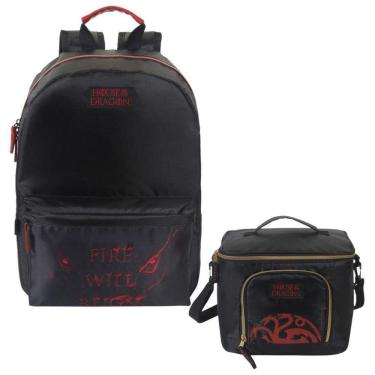 Imagem de Kit Mochila Costas Cooler Lancheira Térmica Menino House Of The Dragon Dermiwil
