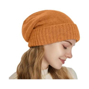 Imagem de Gorro Feminino De Inverno Em Cashmere Com Forro De Cetim, Tricotado, M