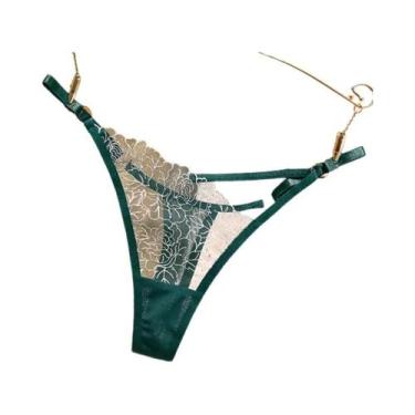 Imagem de Calcinhas G-String Transparentes Com Renda Floral Sexy Para Mulheres, 