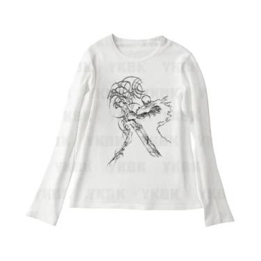 Imagem de Camiseta Feminina Gótica Retrô Anos 90 Emo Com Estampa Anime Y2K Vinta